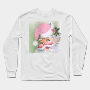 retro vintage pink santa claus Long Sleeve T-Shirt